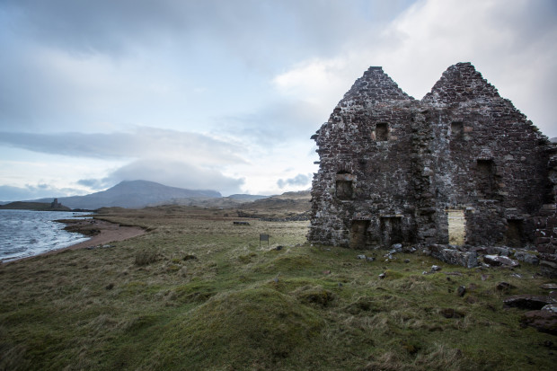 Calda House, a house in ruins near Ardvreck Castle, Scotland by Tracy Howl