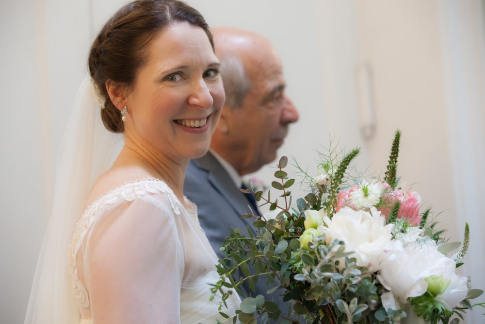 Bride and father before ceremony by Tracy Howl for Paul Clarke Photography